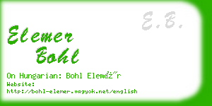 elemer bohl business card